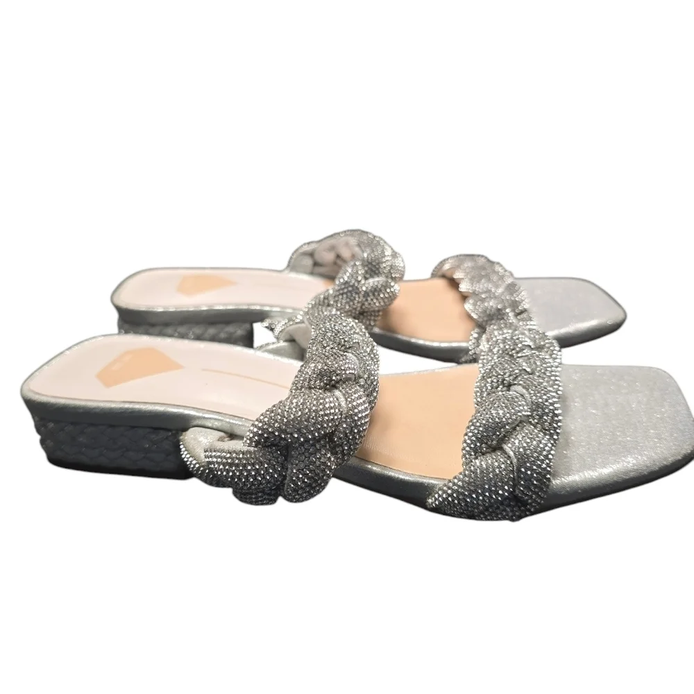 MI.IM Silver Braided Block HeelHeel Sz.6